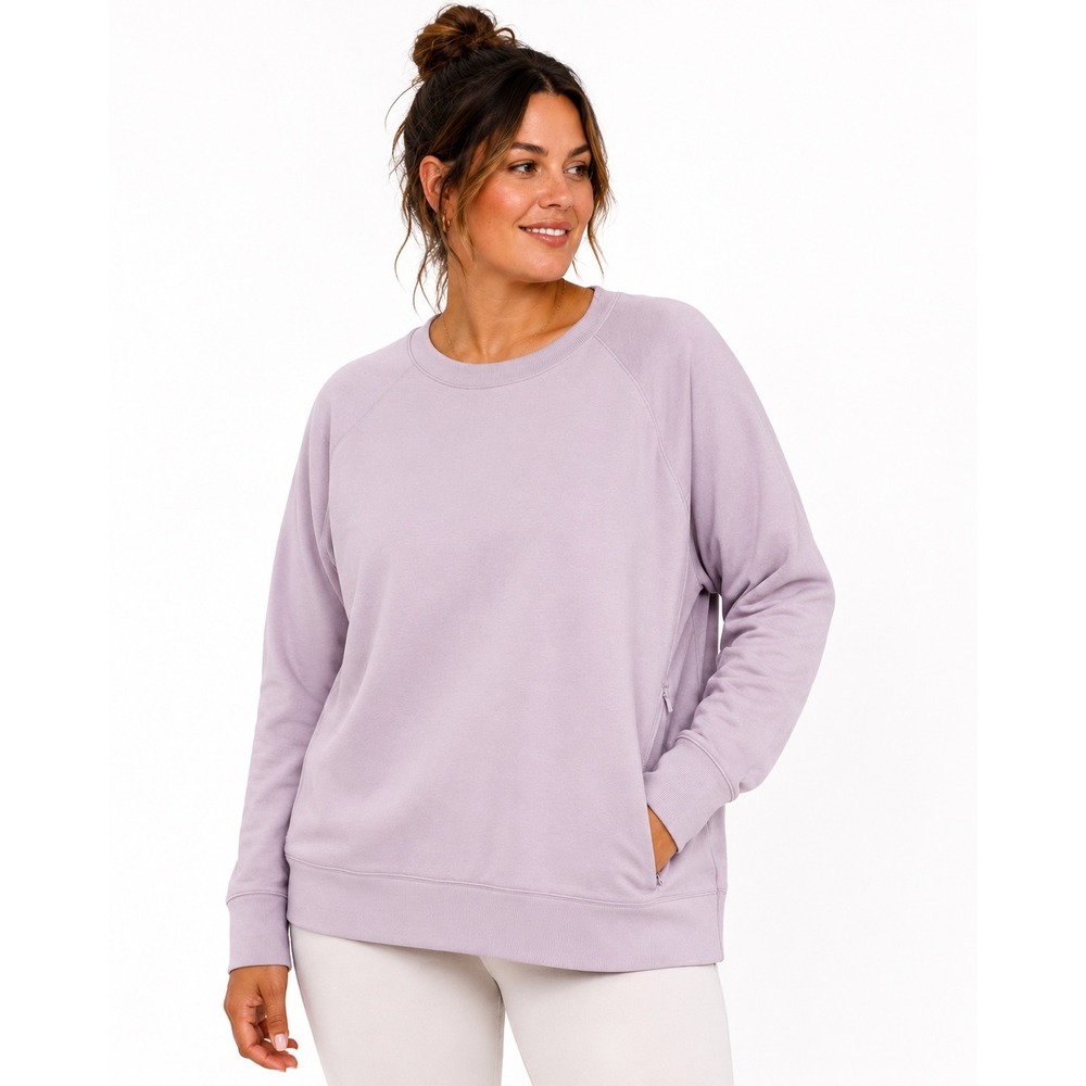 Athleta Triumph Crewneck Sweatshirt Womens 2X Lavender Lilac Purple Fleece